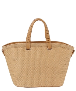 Straw Top Handle Tote Bag LQ335-Z TAUPE